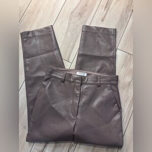 Babaton Taupe Gray Faux Leather Pants